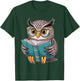 Owl Reading A Book Owls Wearing Glasses Librarian T-Shirt - T-Shirt | Forest