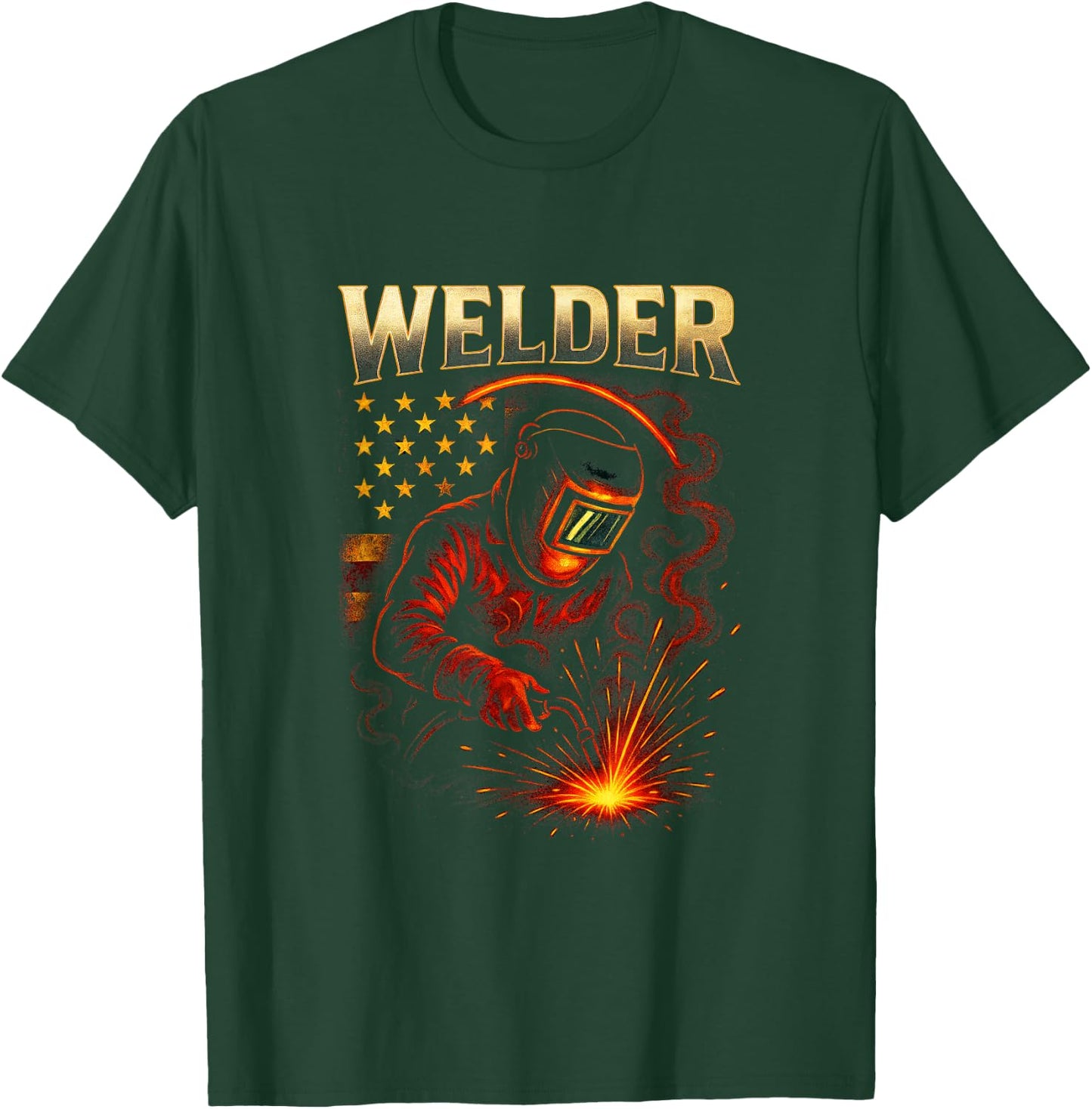 Welder - American Flag Welding Art T-Shirt - T-Shirt | Forest