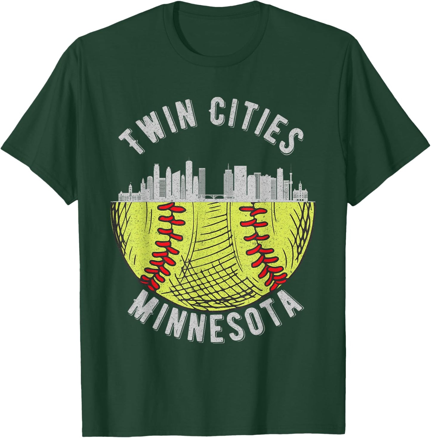 Cool Twin Cities Minnesota MN Softball Skyline St. Paul-MPLS T-Shirt - T-Shirt | Forest