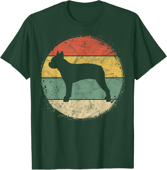 Circular Retro Boston Terrier Owner Gift Bostie Dad Mom T-Shirt - T-Shirt | Forest