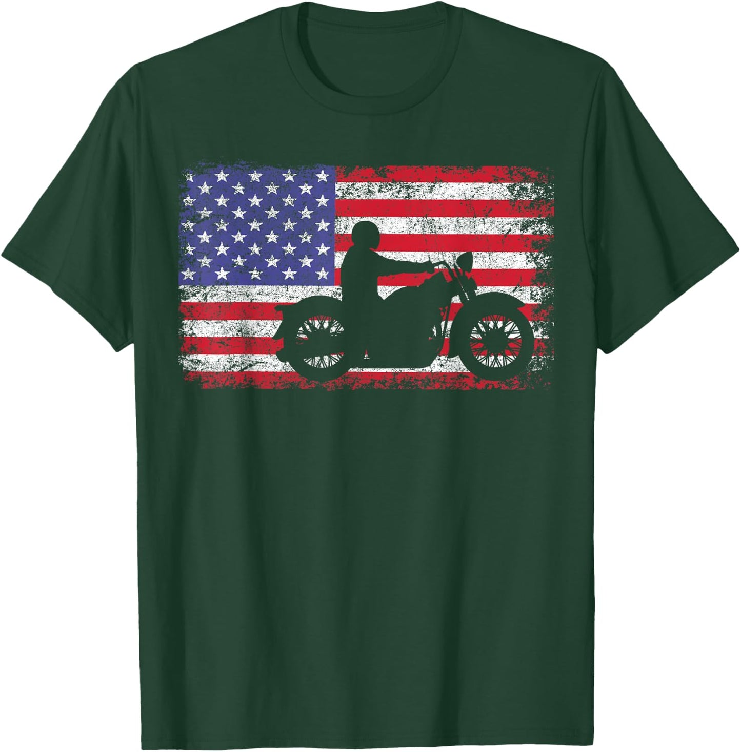American Flag Biker Motorcycle T-Shirt - T-Shirt | Forest