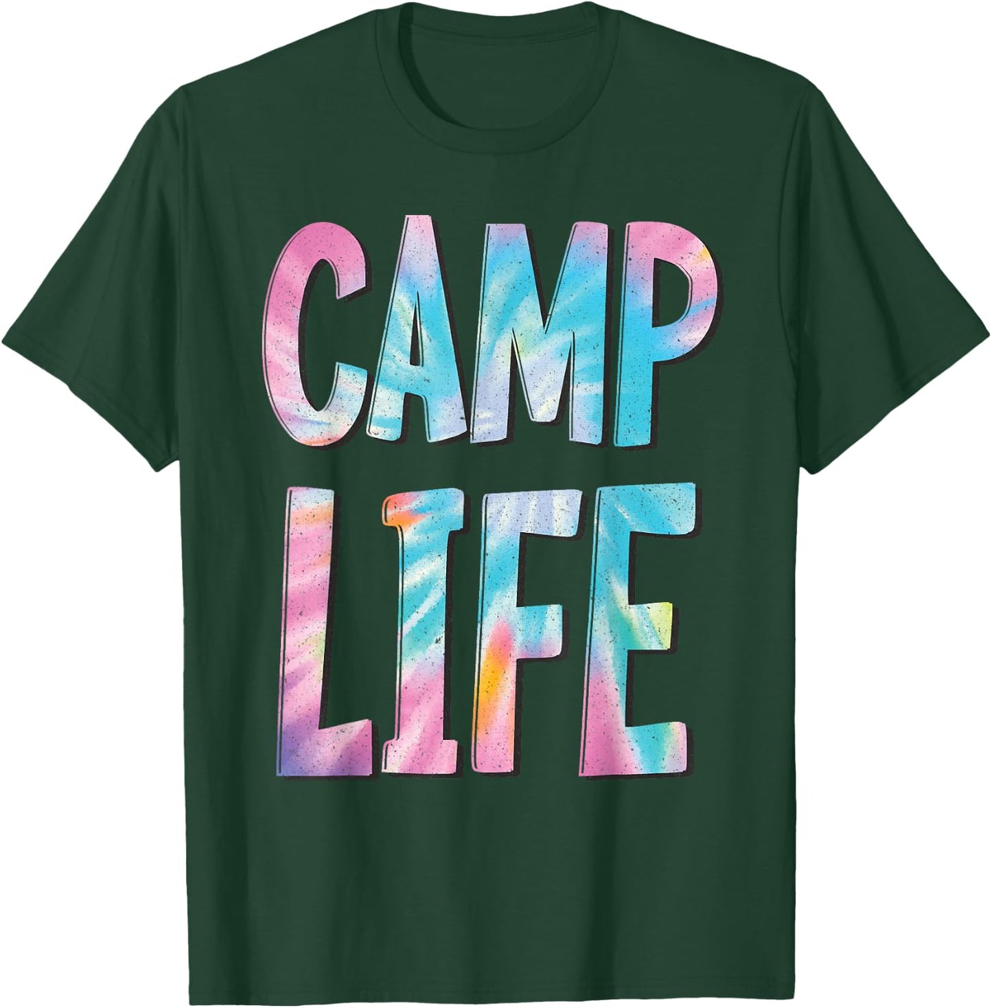 Camp Life Tie-Die Summer Top for Girls Summer Camp Shirt T-Shirt - T-Shirt | Forest