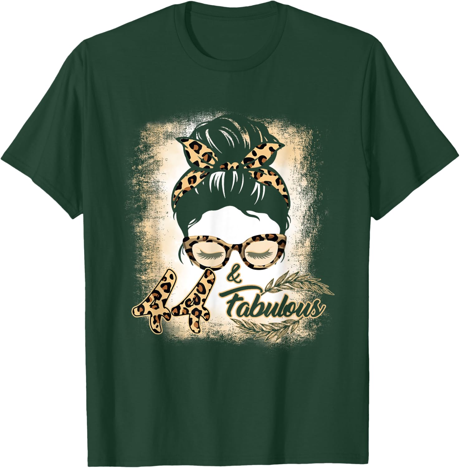 44th Birthday Gift Women Girls 44 Year Old Fabulous Leopard T-Shirt - T-Shirt | Forest