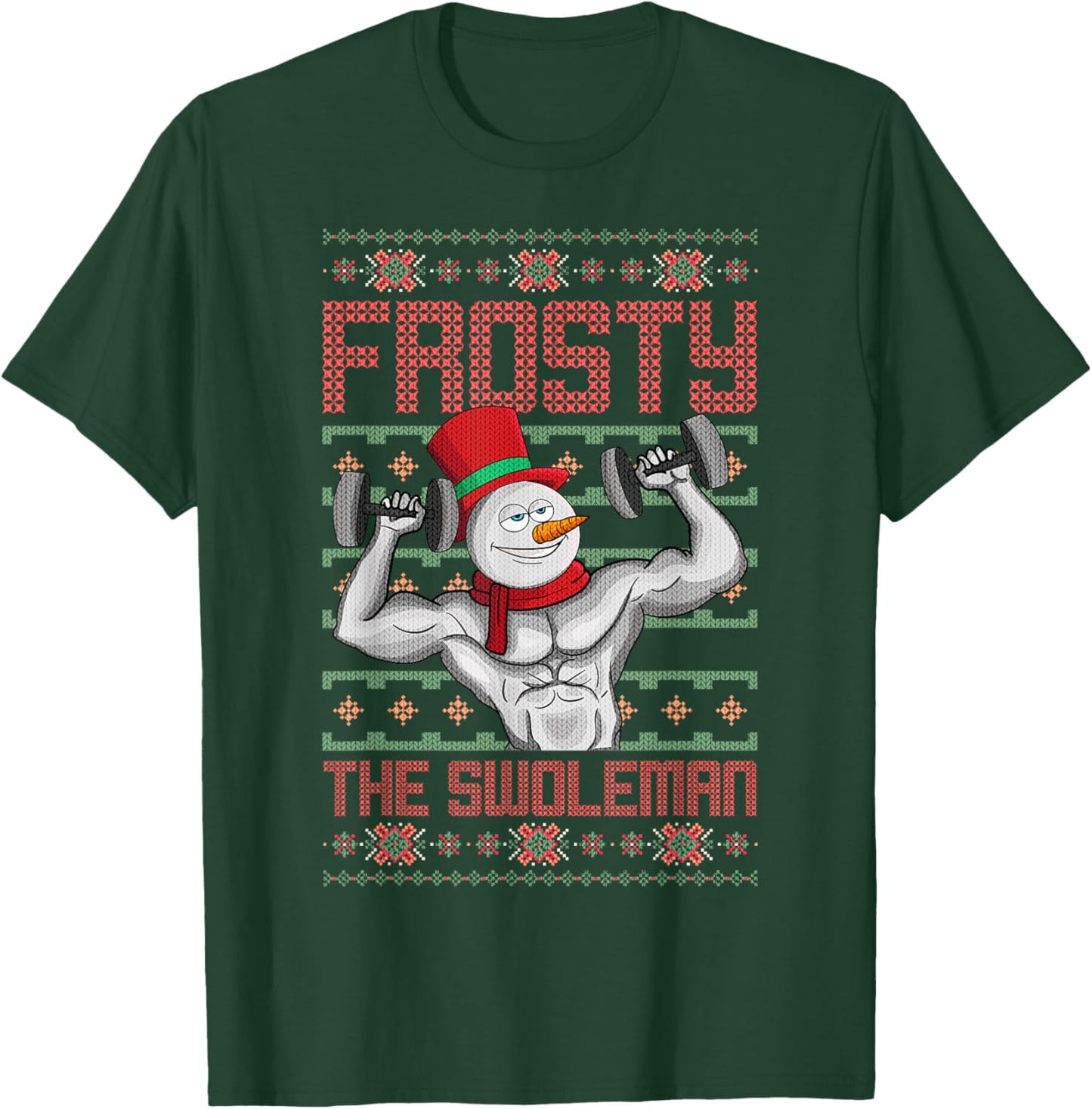 Frosty The Swoleman Snowman Workout Funny Christmas Gym T-Shirt - T-Shirt | Forest