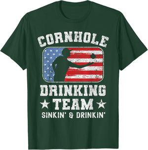 Patriotic Funny Cornhole Drinking Team Sinking and Drinking T-Shirt - T-Shirt | Forest