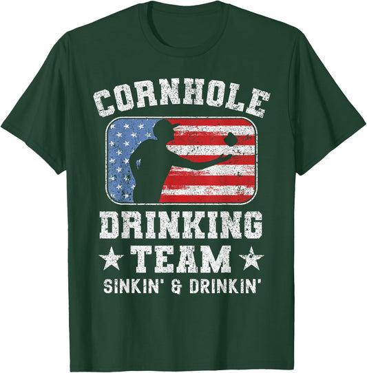 Patriotic Funny Cornhole Drinking Team Sinking and Drinking T-Shirt - T-Shirt | Forest