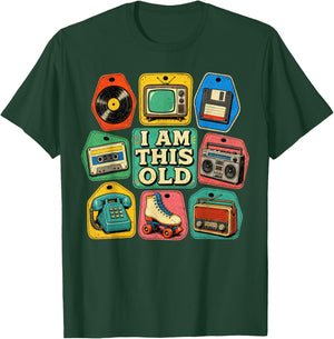I Am This Old Retro Technology Icons Vintage Media Memories T-Shirt - T-Shirt | Forest