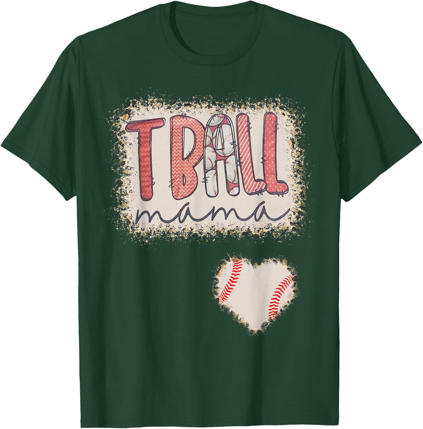 Tball Mama Leopard Bleached Tball Heart Women T-Shirt - T-Shirt | Forest