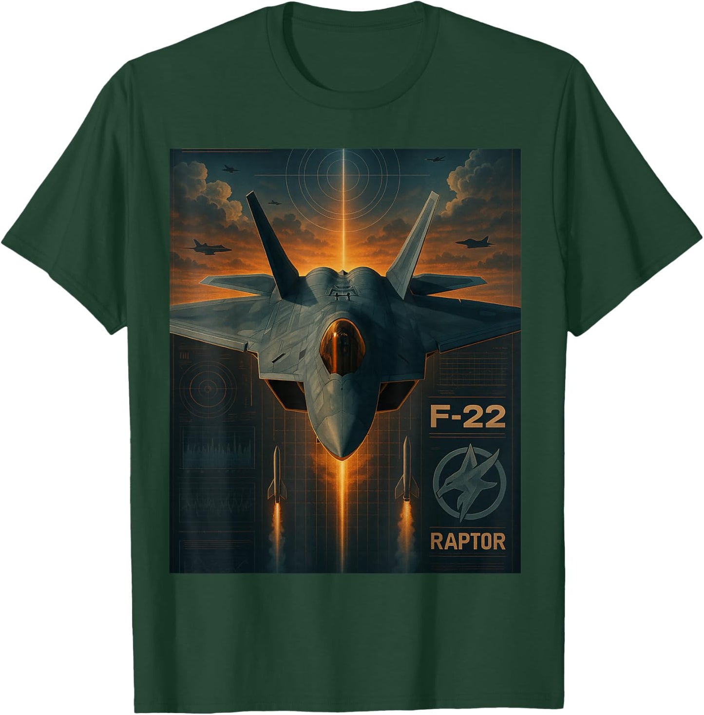 F-22 Raptor Stealth Fighter Jet Graphic T-Shirt - T-Shirt | Forest
