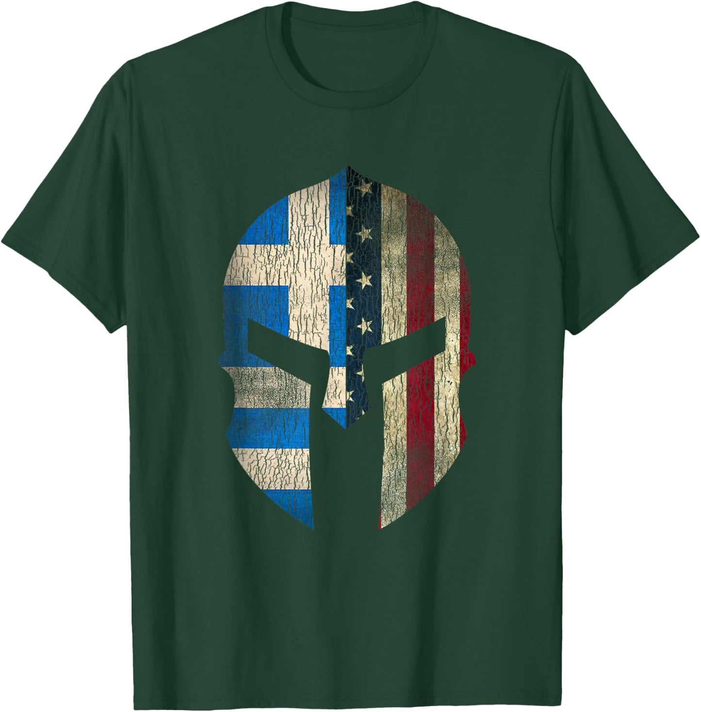 Greek American Pride - Greece Spartan Helmet T-Shirt - T-Shirt | Forest