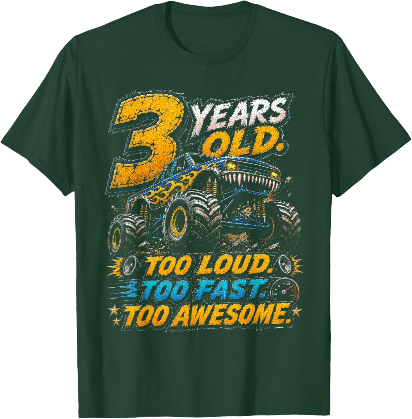 Monster Truck 3rd Birthday Shirt 3 Year Old 3rd Birthday Boy T-Shirt - T-Shirt | Forest
