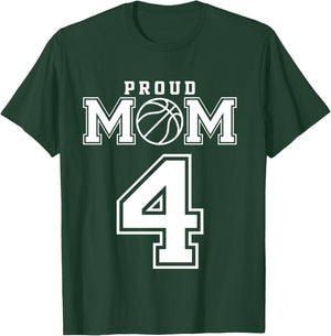 Number 4 Custom Proud Basketball Mom Personalized T-Shirt - T-Shirt | Forest