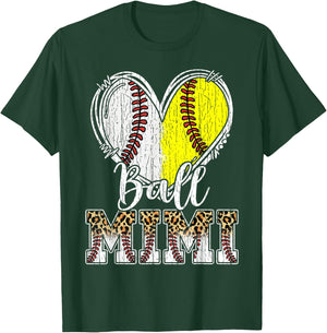Ball Mimi Heart Baseball Softball Mimi T-Shirt - T-Shirt | Forest