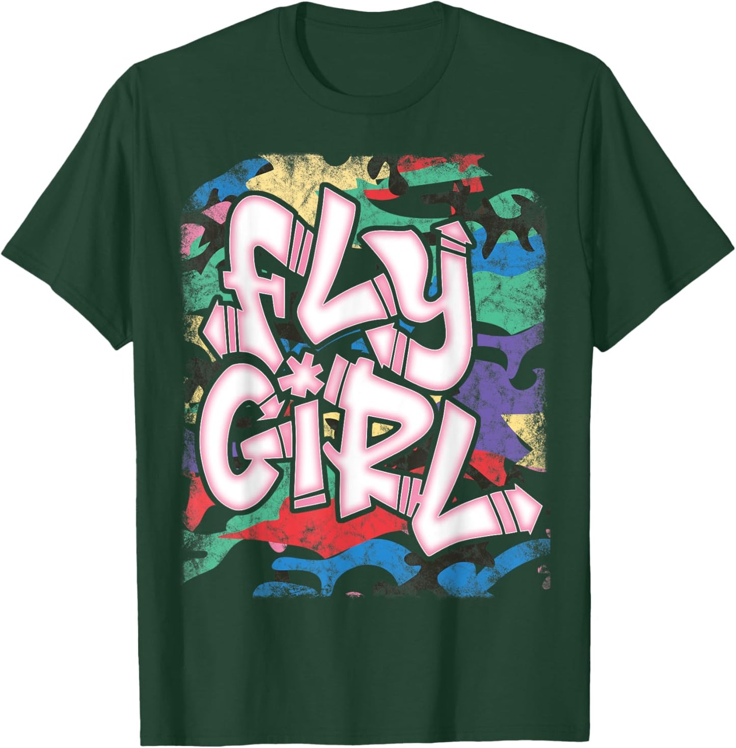 Fly Girl 80s 90s Old School Camo B-Girl Hip Hop T-Shirt - T-Shirt | Forest
