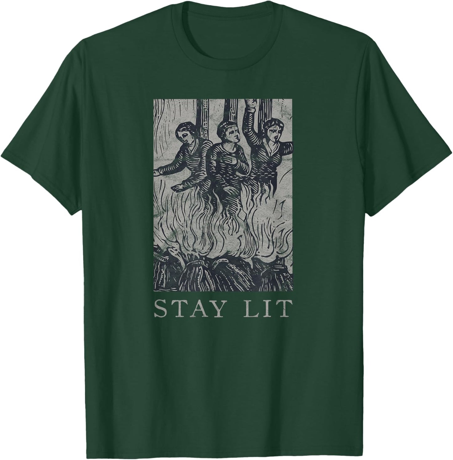 Occult Stay Lit Satan Devil Hell Unholy Antichrist Witch Short Sleeve T-Shirt - T-Shirt | Forest