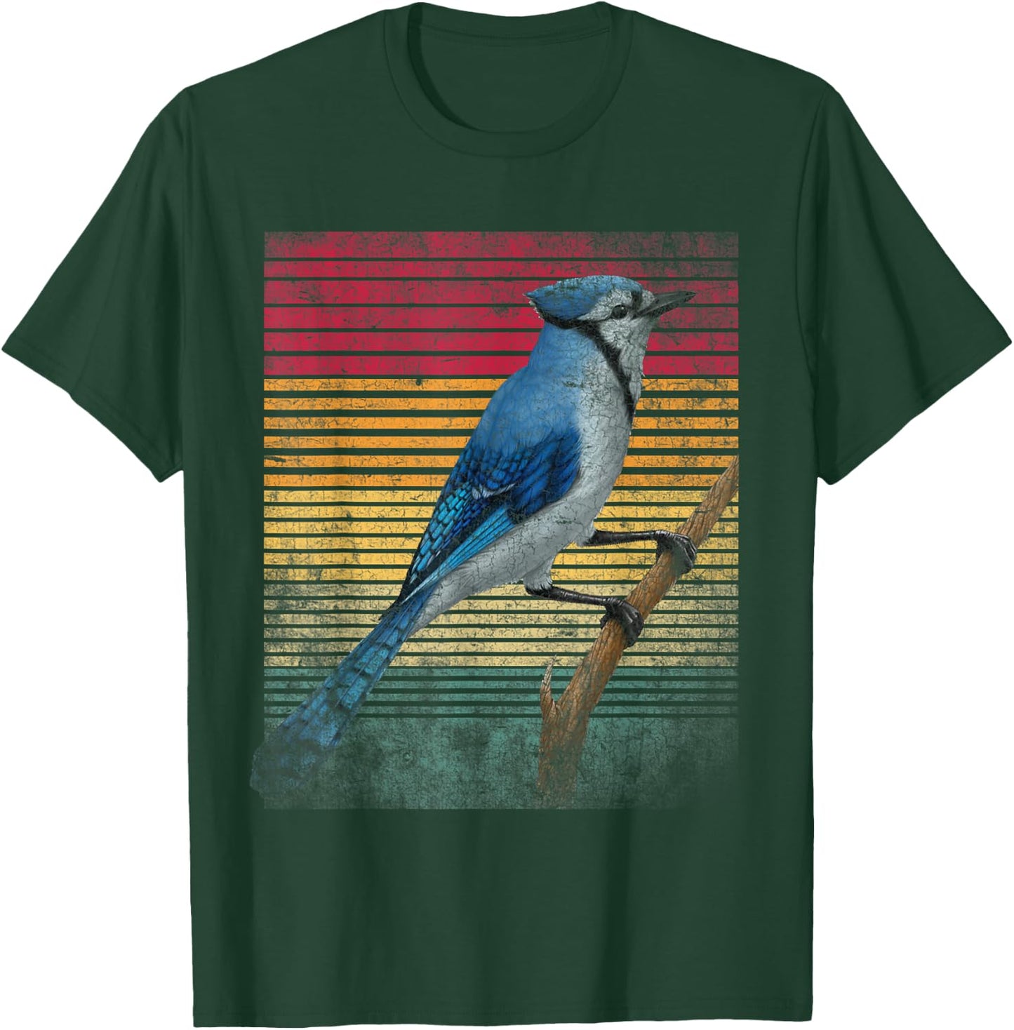 Vintage Retro Blue Jay Bird T-Shirt - T-Shirt | Forest