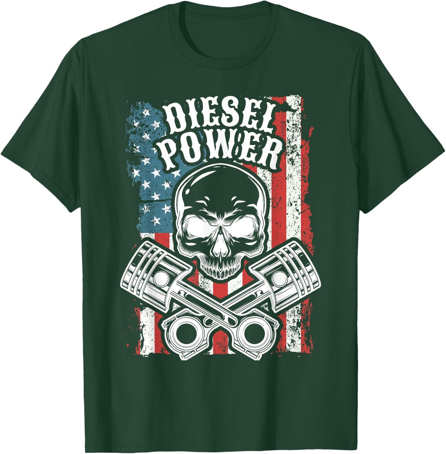 Truck And Car Mechanic USA Flag T-Shirt - T-Shirt | Forest