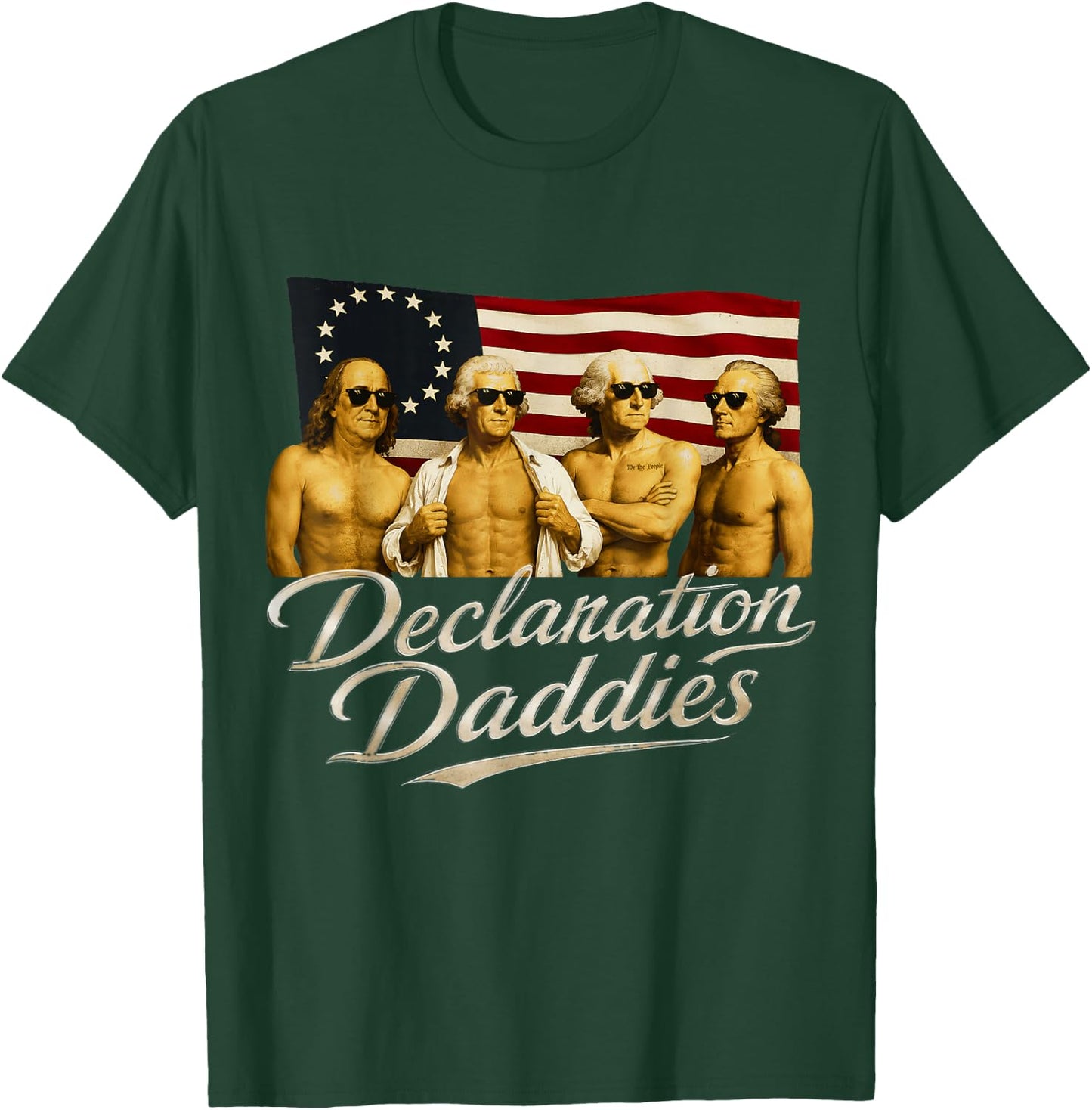 Declaration Daddies Funny 1776 America Patriotic July 4th T-Shirt - T-Shirt | Forest