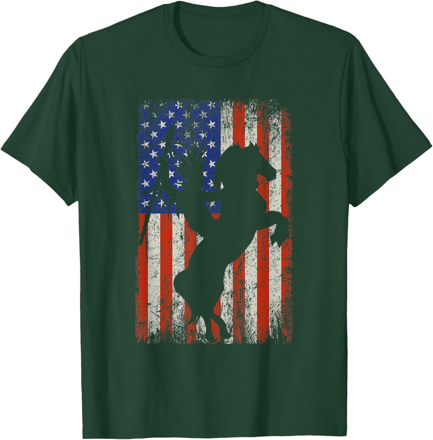 US Flag Indigenous Indian Horse Rider Native American T-Shirt - T-Shirt | Forest
