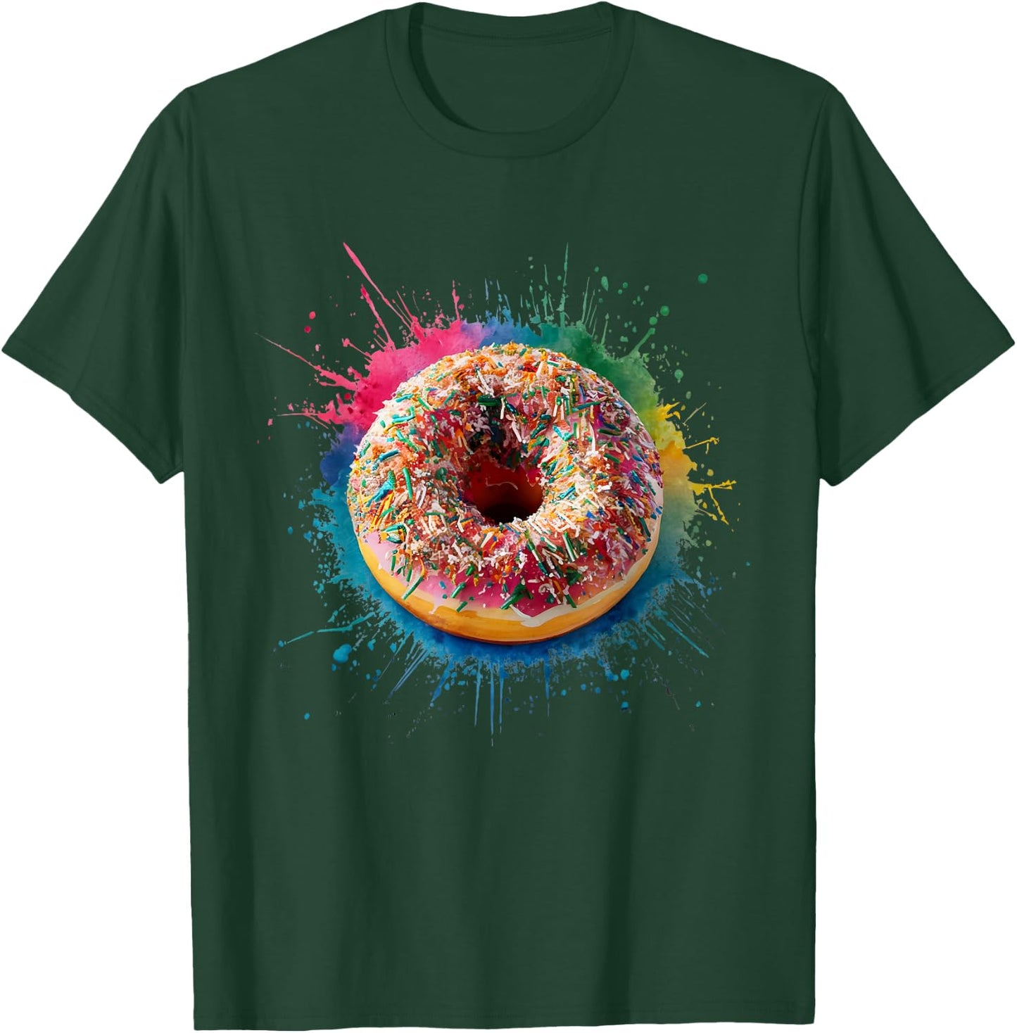 Baking Baker Men Woman Colorful Watercolor Donut T-Shirt - T-Shirt | Forest