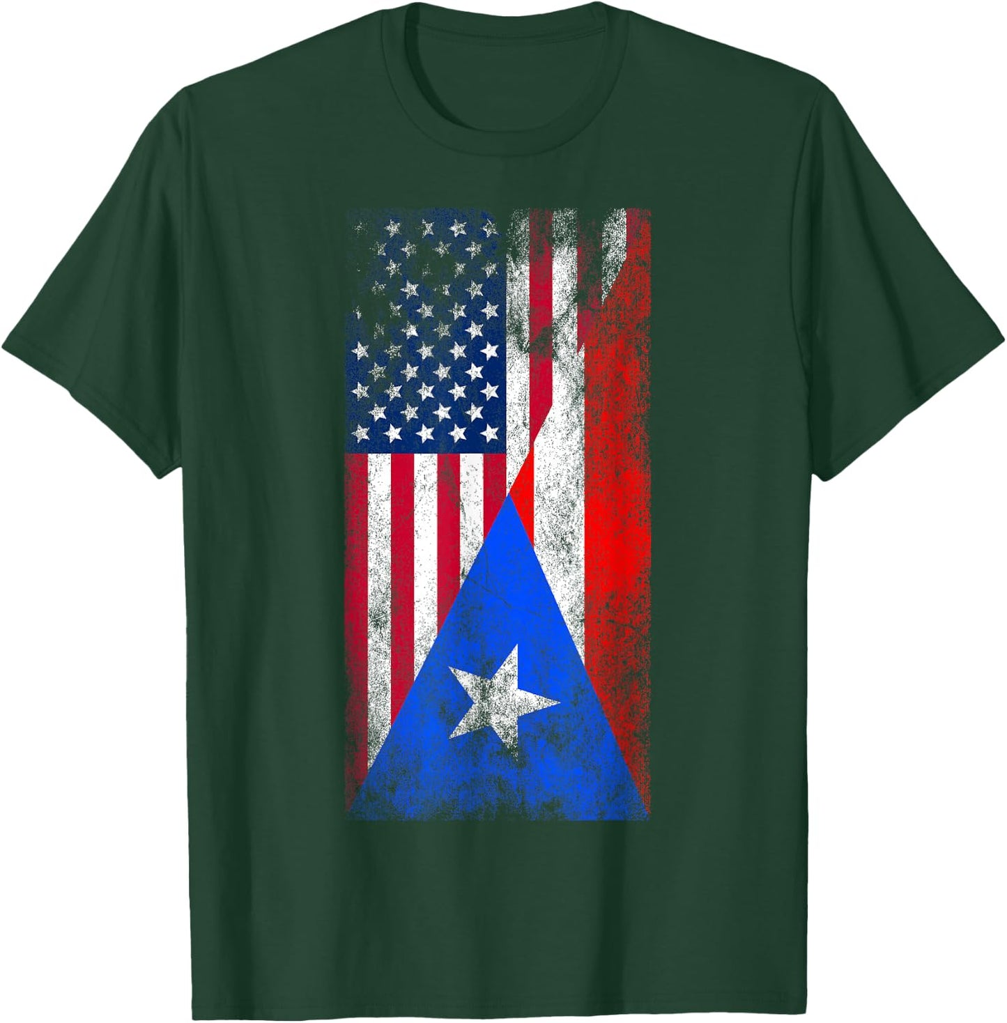 USA & Puerto Rico Flags - US of America, Puerto Rican T-Shirt - T-Shirt | Forest