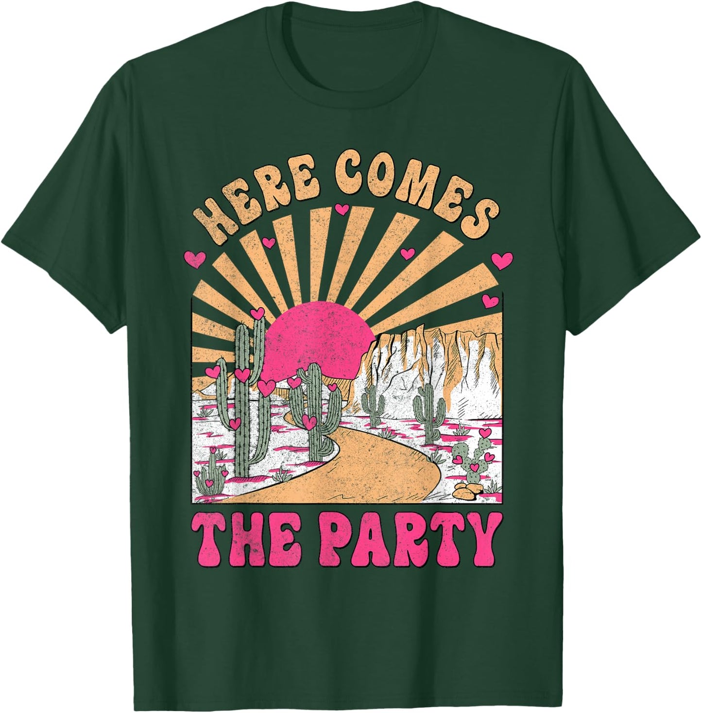 Here Come The Party Retro Desert Bride Squad Bachelorette T-Shirt - T-Shirt | Forest