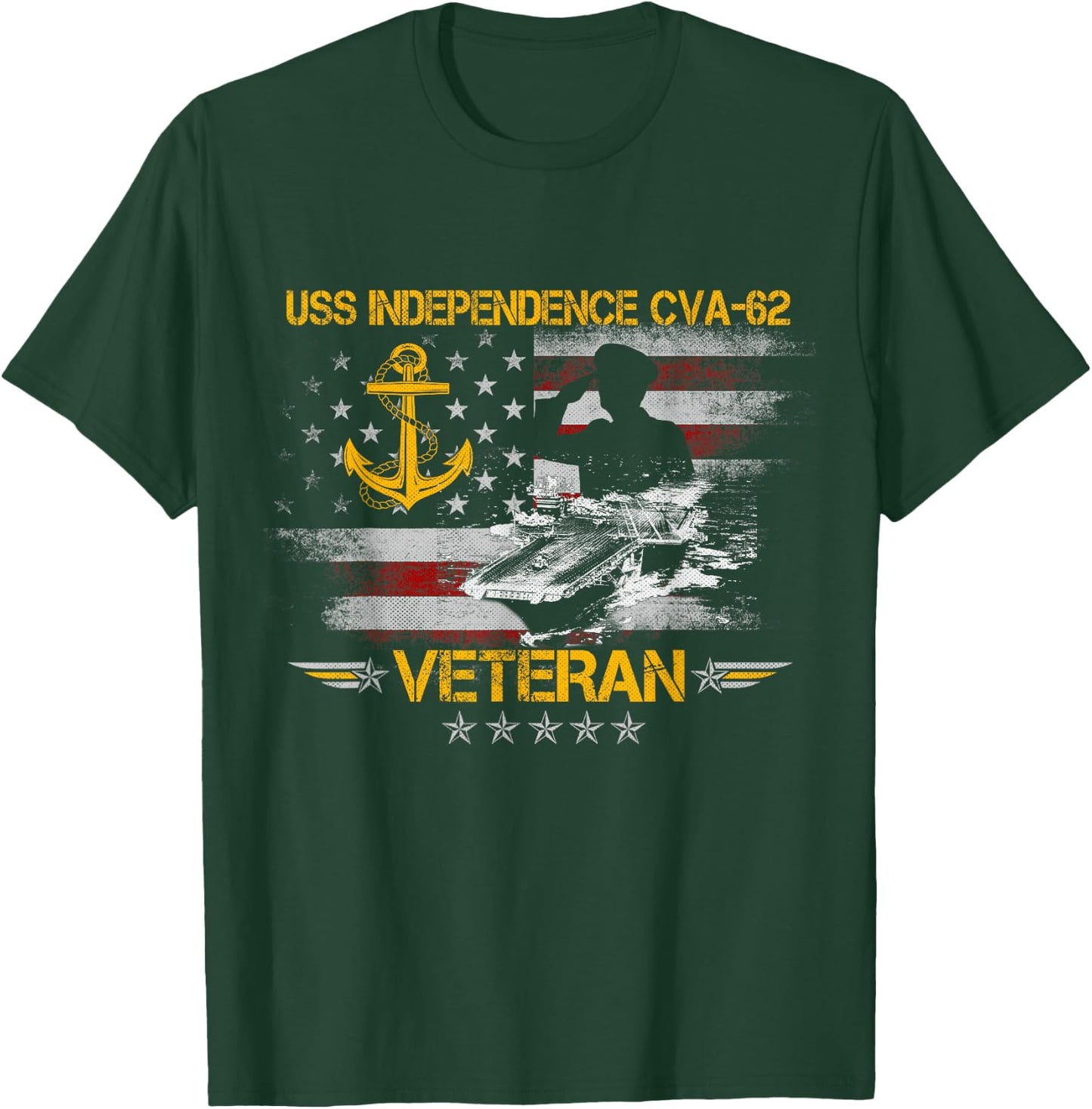 USS Independence CV-62 Aircraft Carrier Veteran FlagVintage T-Shirt - T-Shirt | Forest