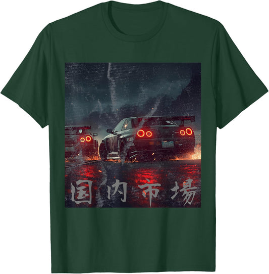 Distress JDM Drift Racing Cars Japanese Domestic Market Art T-Shirt - T-Shirt | Forest