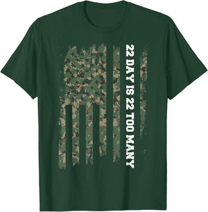 22 A Day Veteran Lives Matter Army Suicide Awareness T-Shirt - T-Shirt | Forest