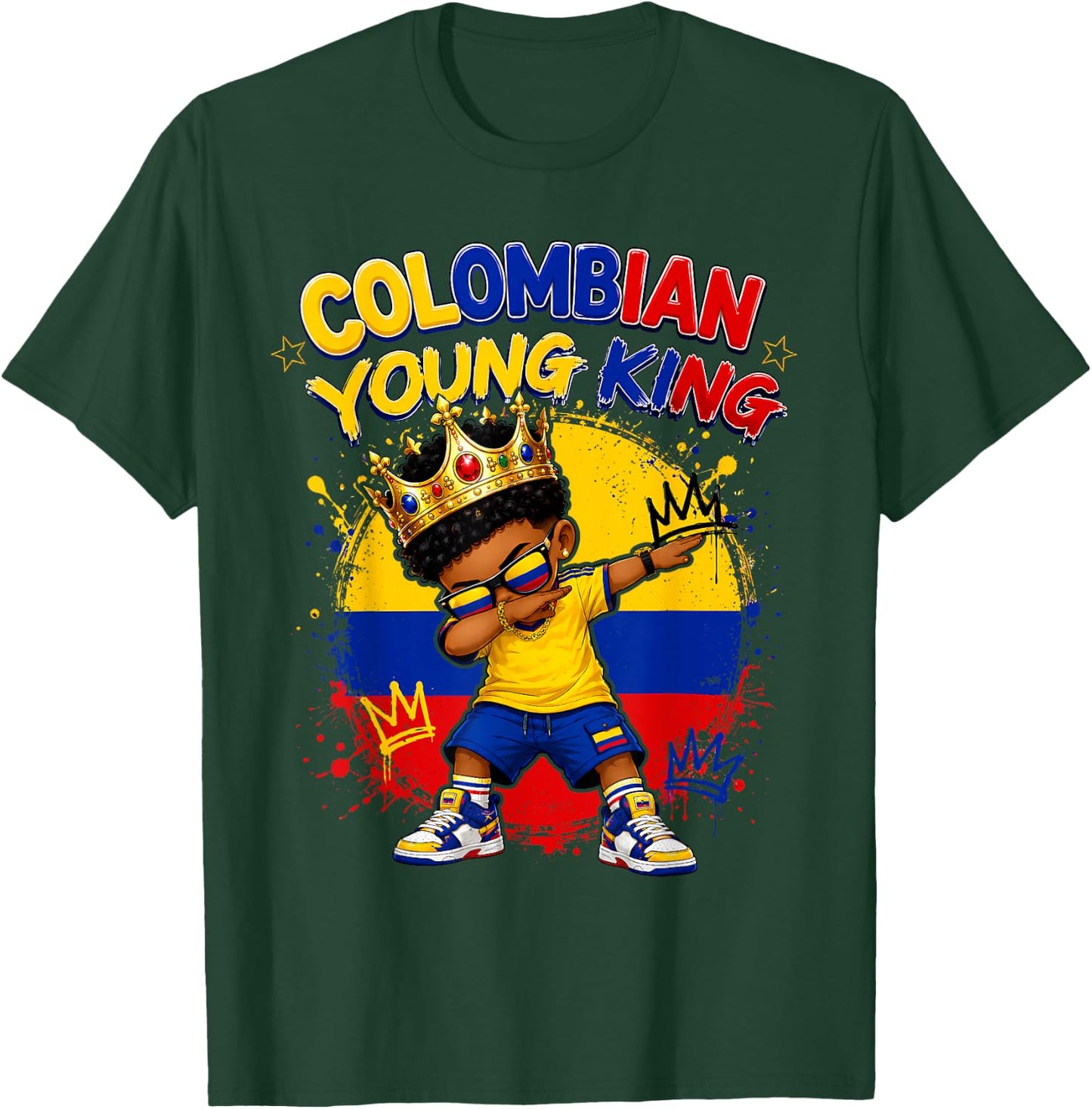King Colombia Flag Melanin Pride Roots Black Boys Youth Kids T-Shirt - T-Shirt | Forest