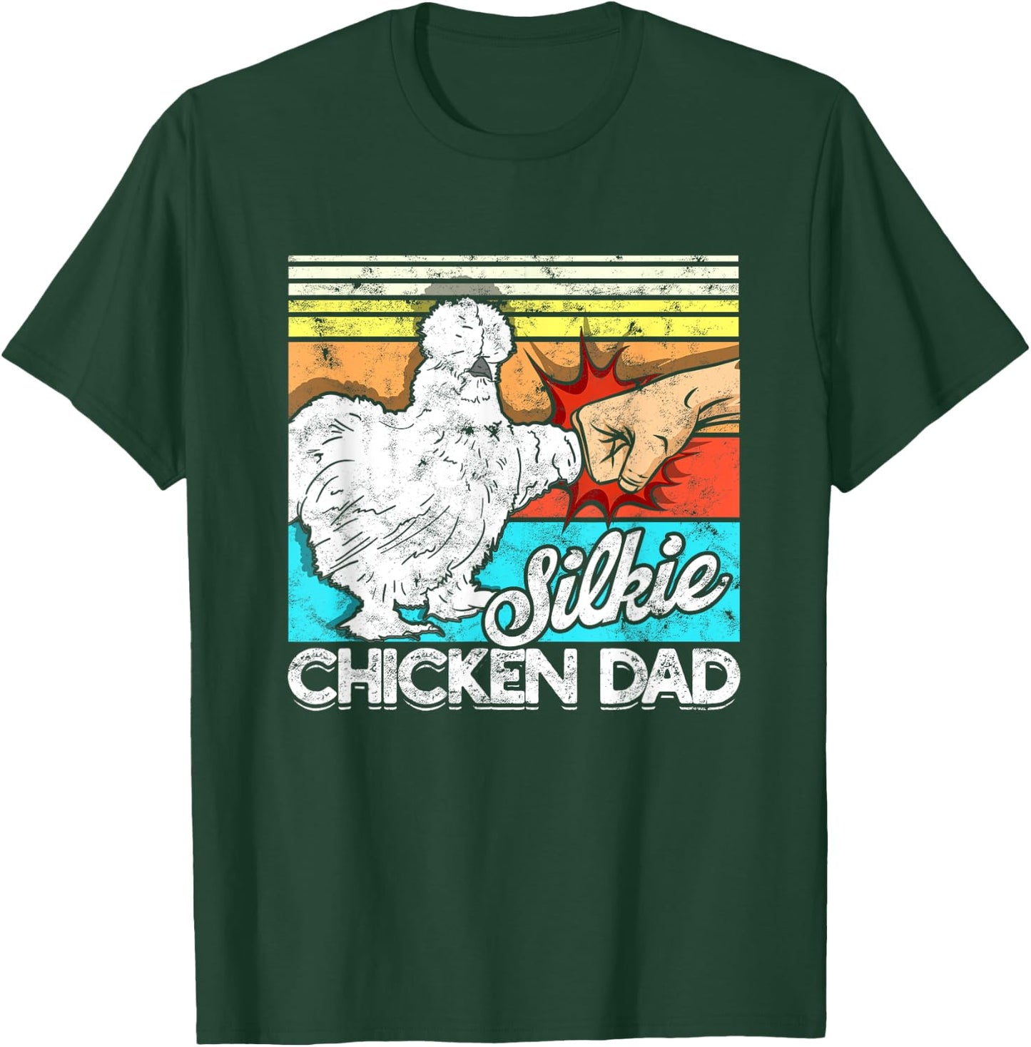 Retro Silkie Chicken Dad Farmer Silky Chickens T-Shirt - T-Shirt | Forest