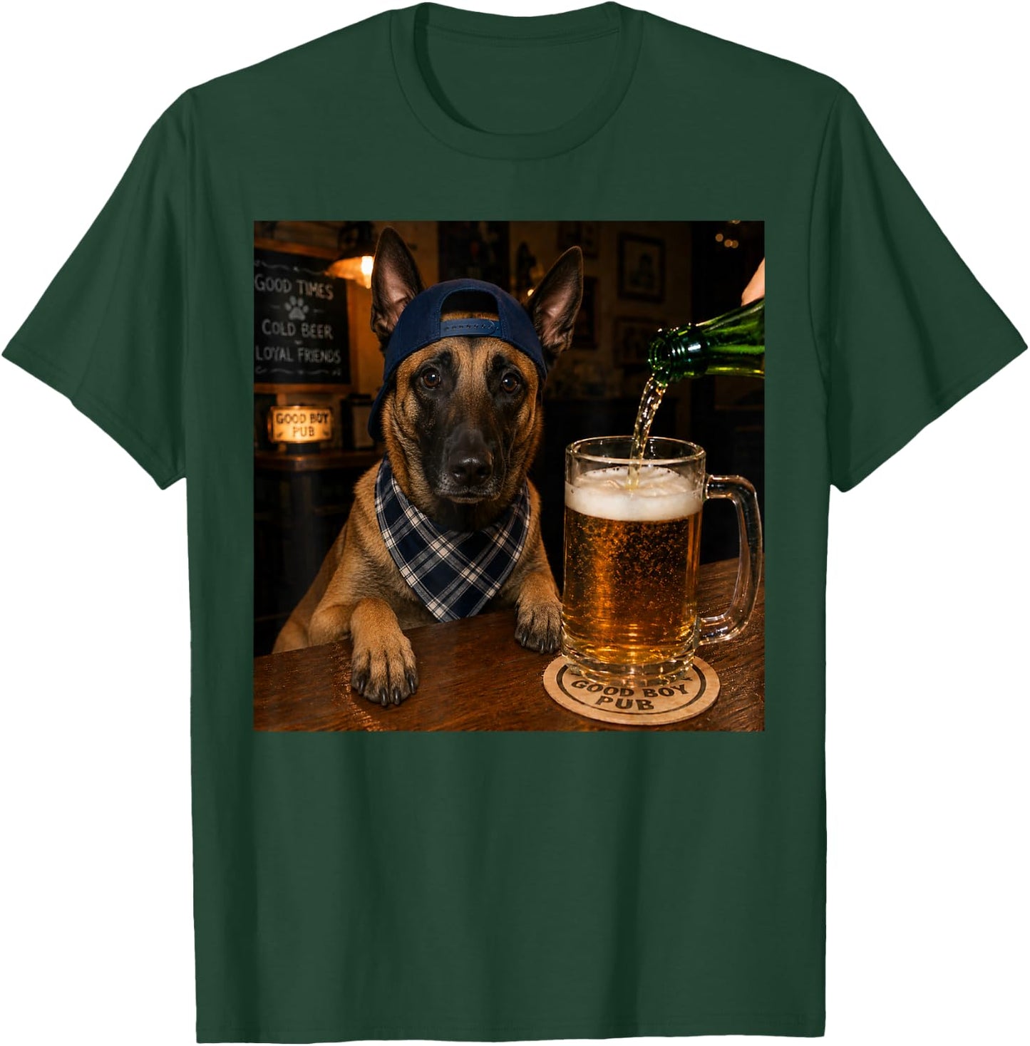 Belgian Malinois Drinking Beer Funny Dog Meme T-Shirt - T-Shirt | Forest