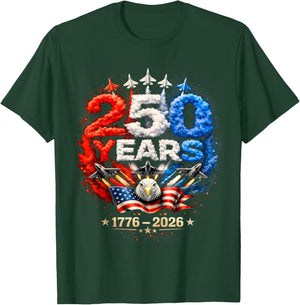 250th Anniversary USA Flag Patriotic American July 4th 2026 T-Shirt - T-Shirt | Forest