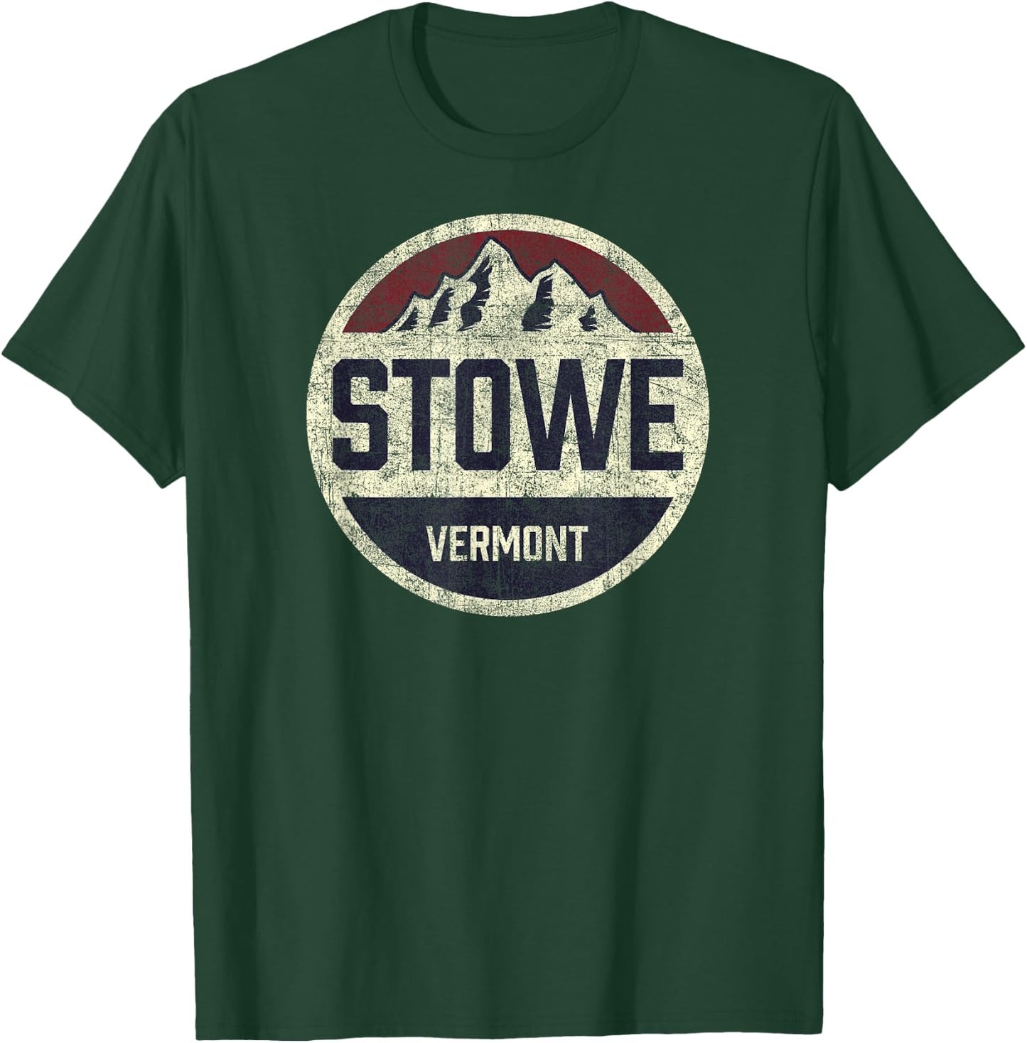 Vintage Retro Stowe Vermont Mountain Circle Ski T-Shirt - T-Shirt | Forest