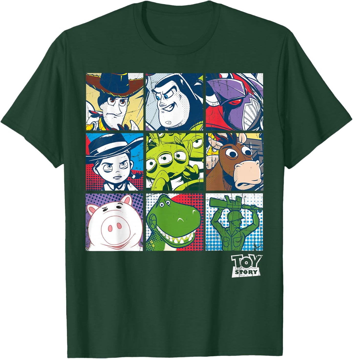 Disney Pixar Toy Story Vintage Faded Retro Character Box Up T-Shirt - T-Shirt | Forest