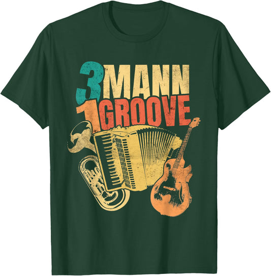 Oberkrainer Bellfront Baritone Accordion Guitar Retro T-Shirt - T-Shirt | Forest