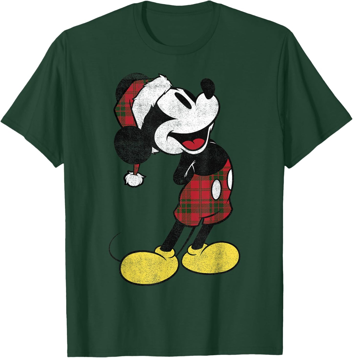 Disney Mickey and Friends Christmas Mickey Plaid Outfit T-Shirt - T-Shirt | Forest