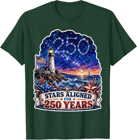 Stars Aligned for 250 Years America's USA Birthday T-Shirt - T-Shirt | Forest