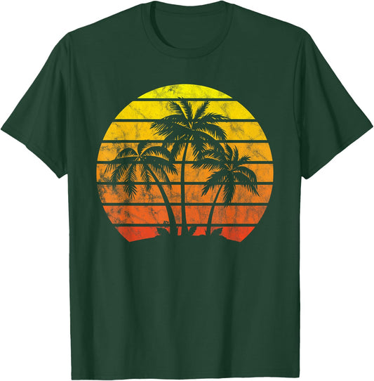 Retro Vintage Sunset Coco Palm Tree Shirts Tropical Beach T-Shirt - T-Shirt | Forest