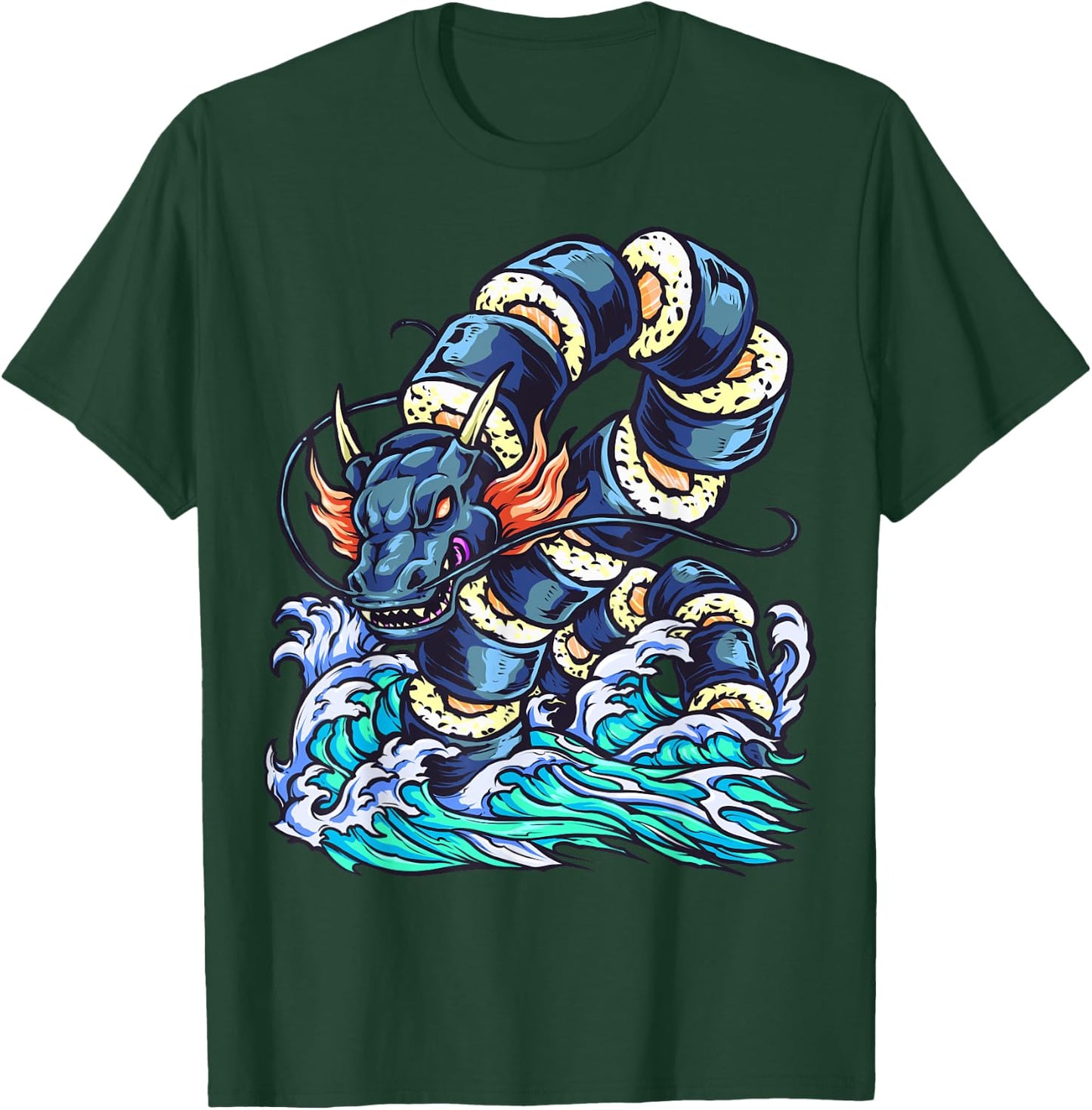 Sushi Dragon Sushi Lover Sushi Restaurant Japanese Art T-Shirt - T-Shirt | Forest