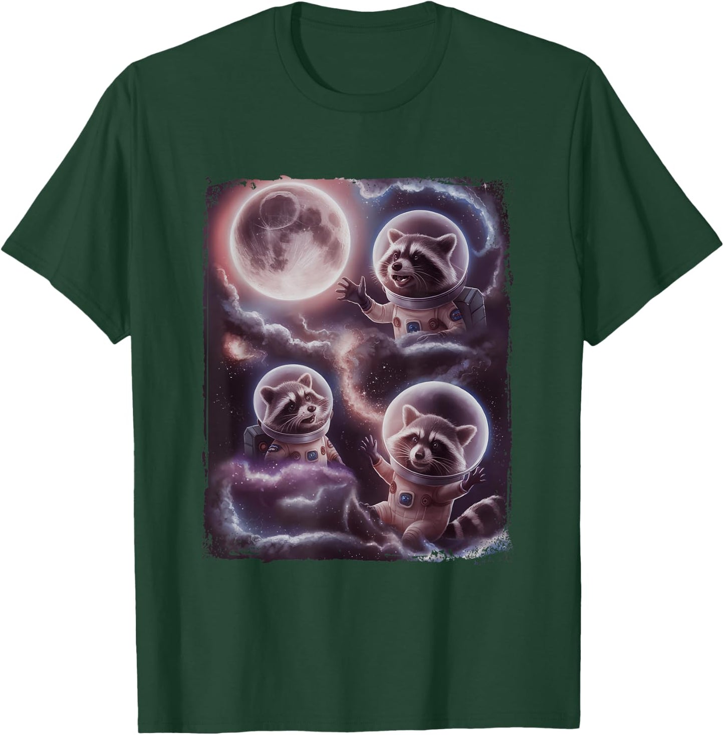 Funny Raccoons Astronaut Space Cosmos Moon Raccoon T-Shirt - T-Shirt | Forest