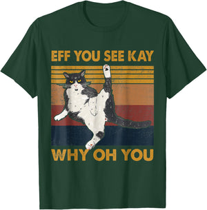 Eff You See Kay Why Oh You Cat Yoga Retro Vintage Women Girls Kids T-Shirt - T-Shirt | Forest