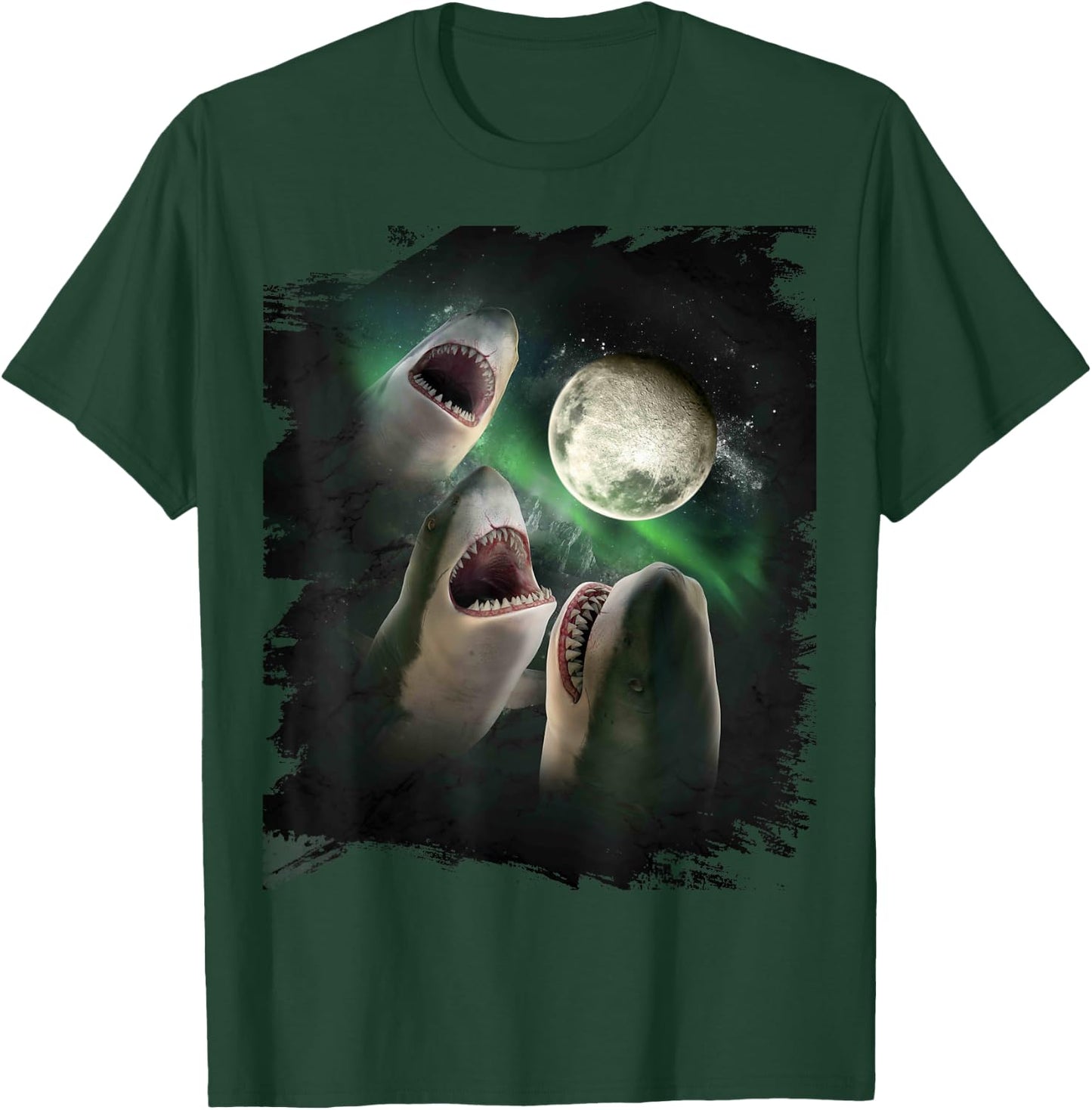 3 Shark Moon, Wolf Shark, Wolves Howl T-Shirt - T-Shirt | Forest