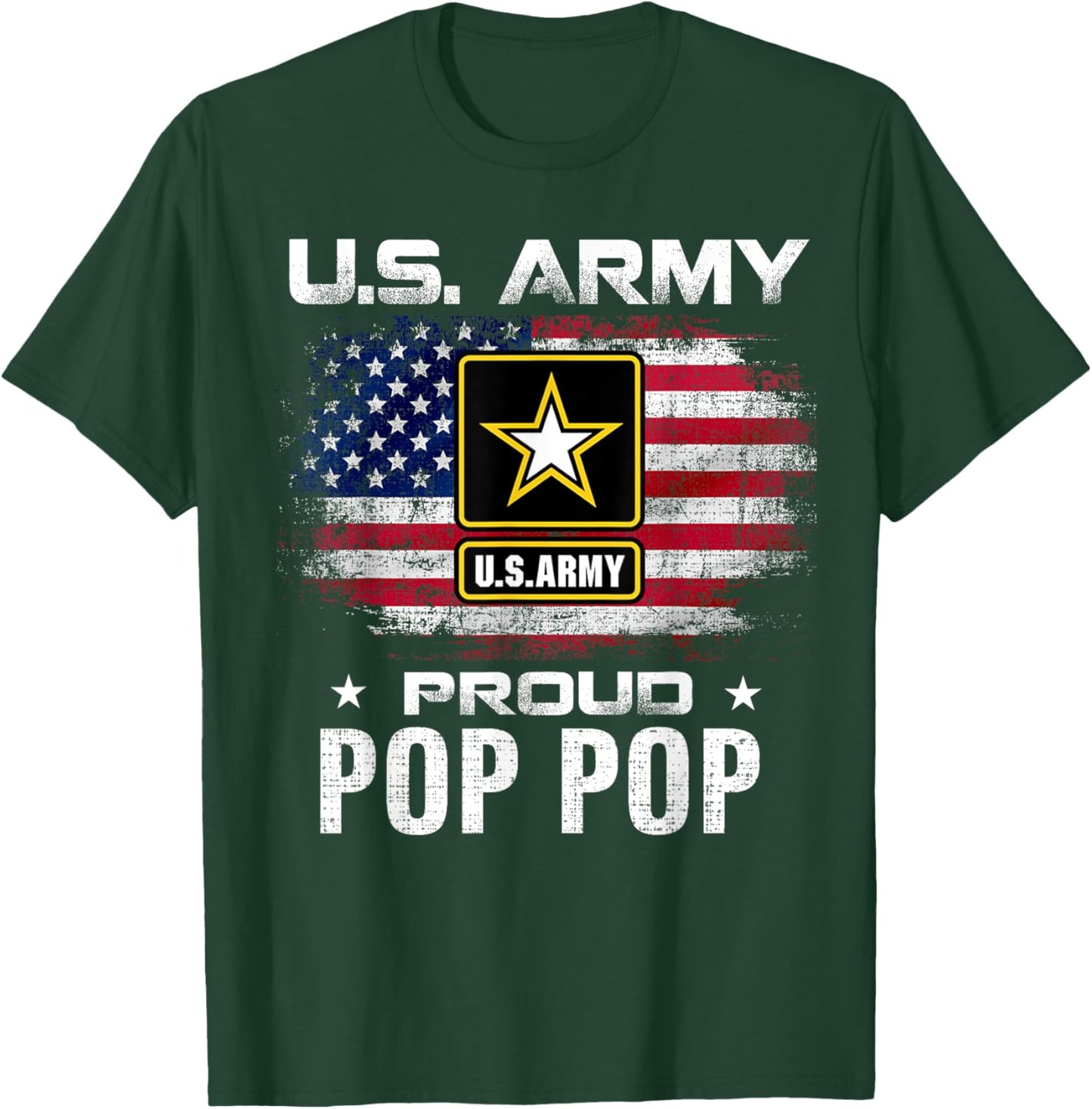U.S Army Proud Pop Pop With American Flag Gift Veteran Gift T-Shirt - T-Shirt | Forest