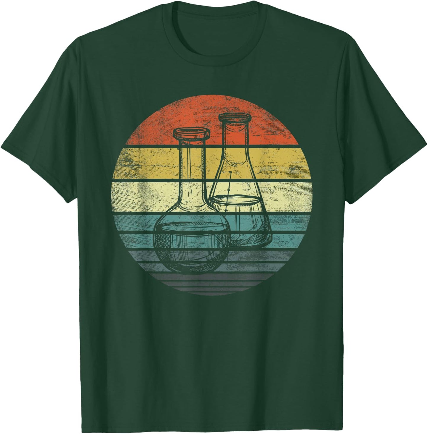 Chemist Gift Retro Sunset Laboratory Flask Chemistry Science T-Shirt - T-Shirt | Forest