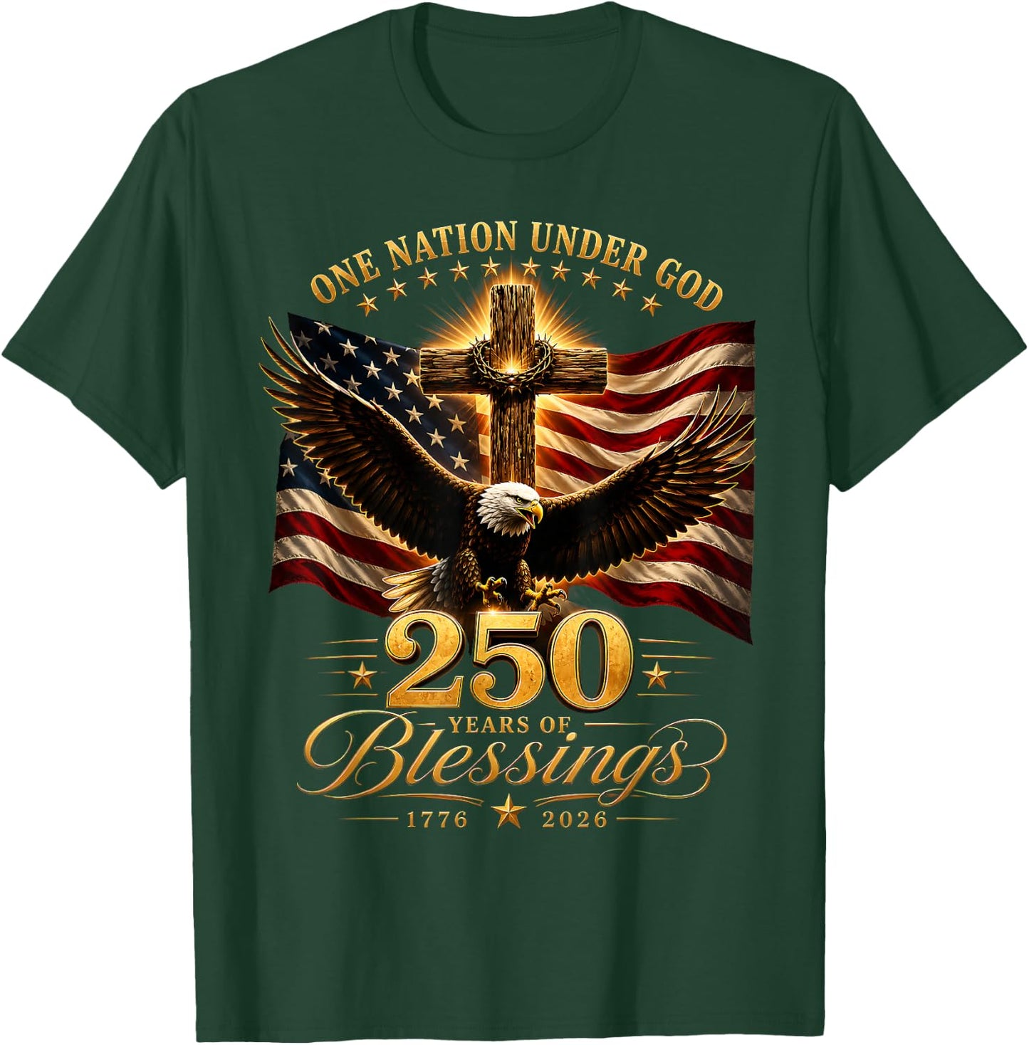 250 Years American 250th Anniversary Patriotic USA 4th July T-Shirt - T-Shirt | Forest