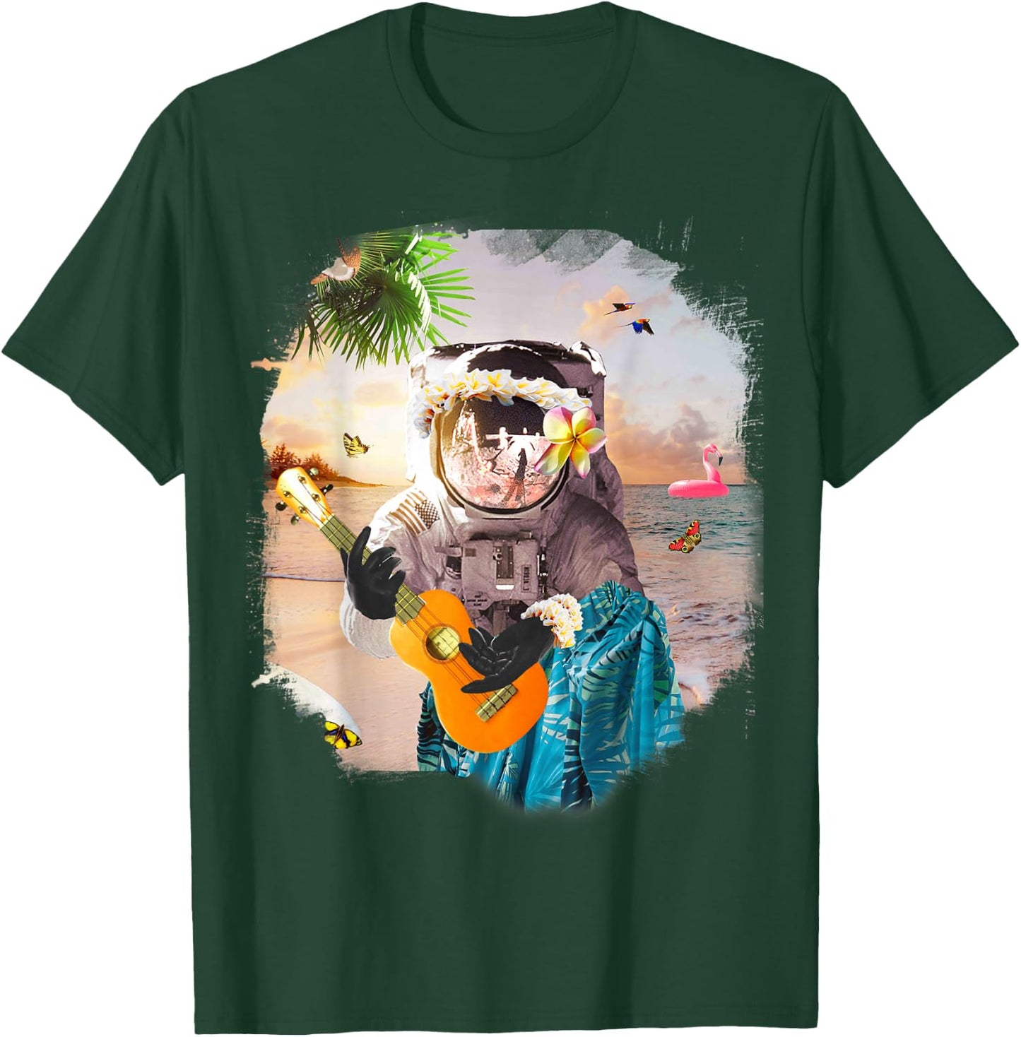 Aloha Hawaiian Astronaut At Beach Funny T-Shirt - T-Shirt | Forest