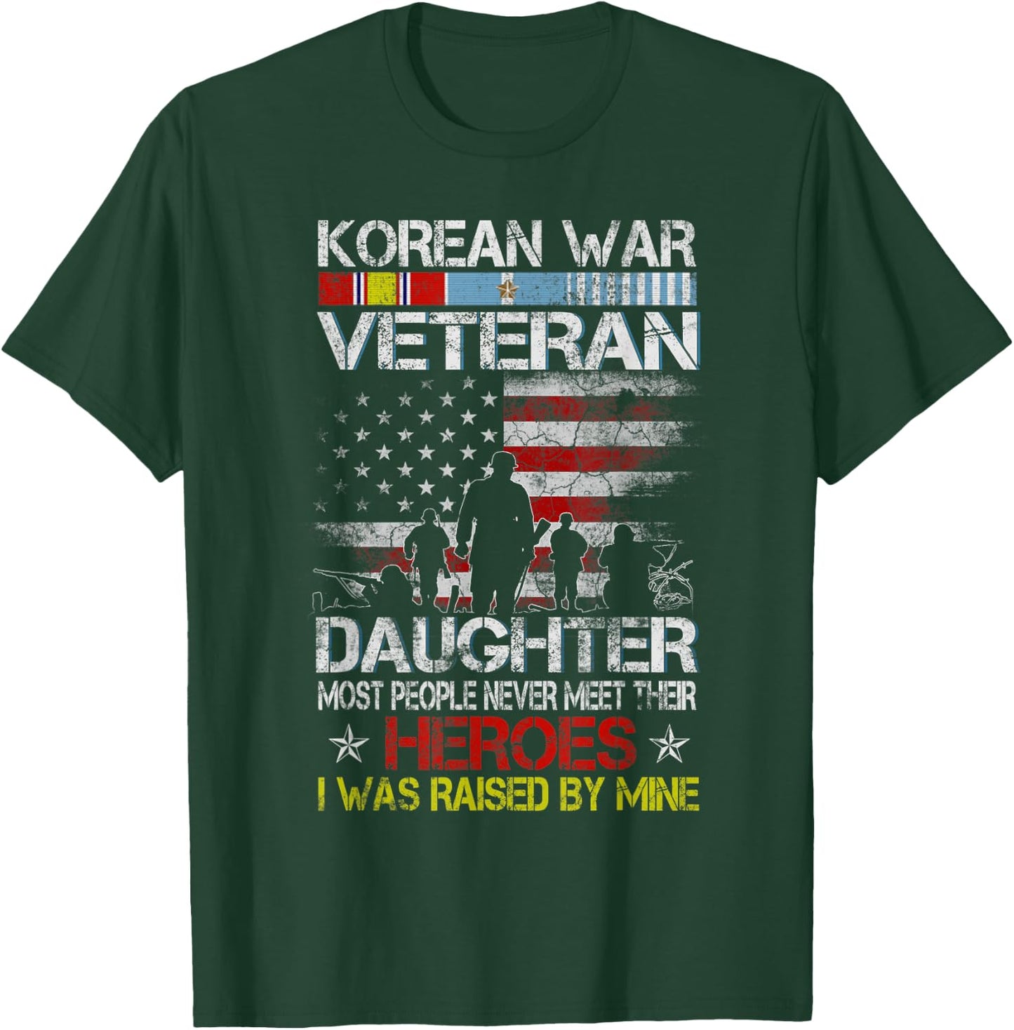 Korean War Veteran Daughter Flag Gift Daughter T-Shirt - T-Shirt | Forest