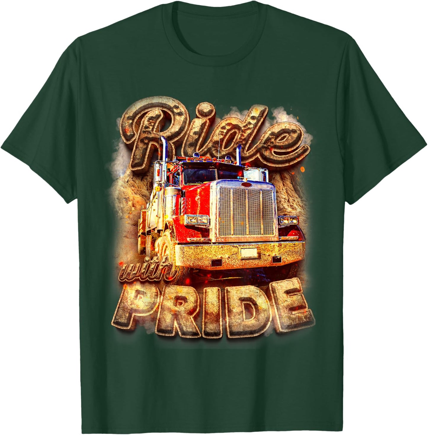 Trucker Lorry 18 Wheeler Highway Truck Driver CDL Trailer T-Shirt - T-Shirt | Forest