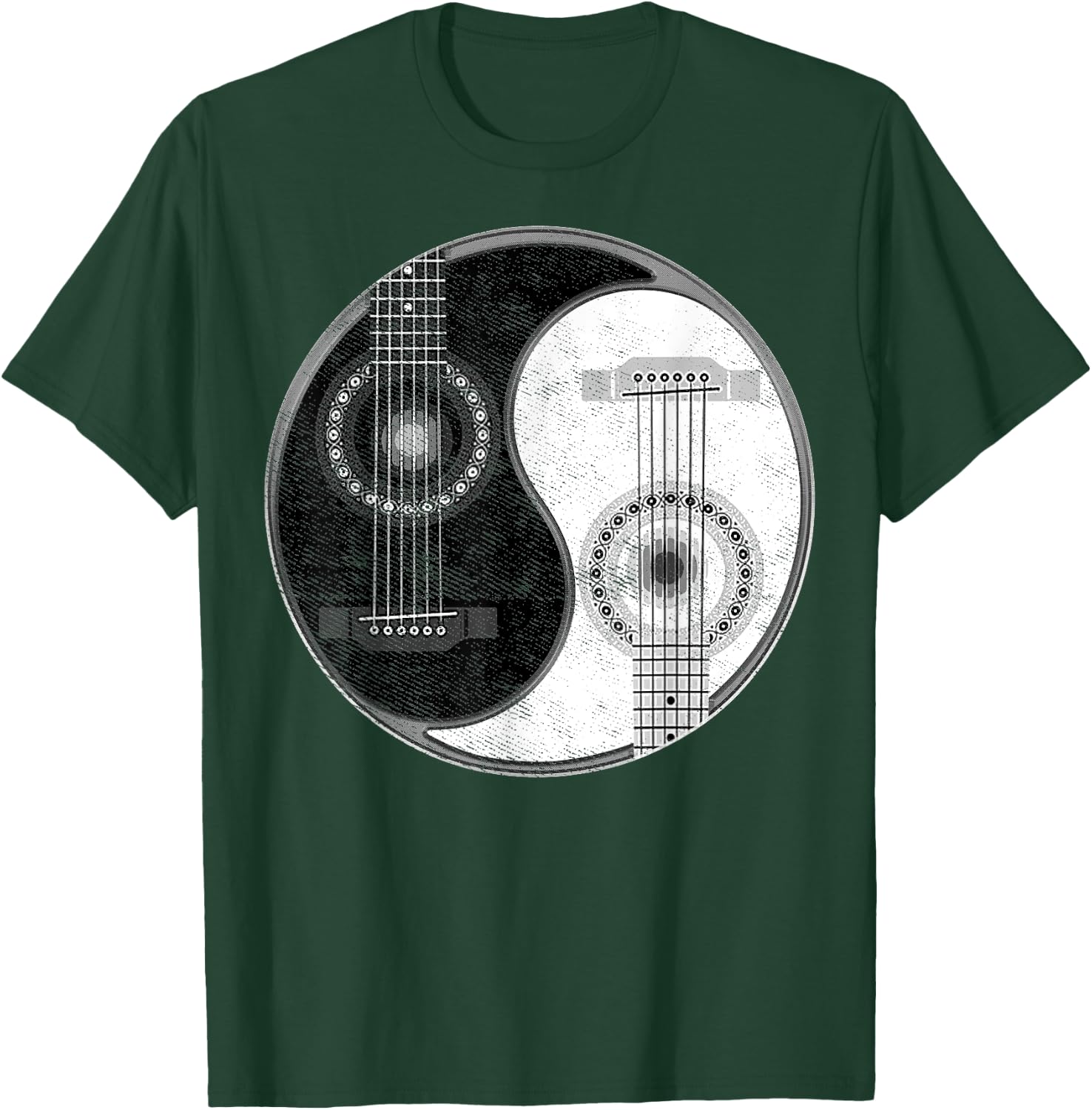 Yin Yang Guitar Player Guitarist Classical Bass Acoustic T-Shirt - T-Shirt | Forest